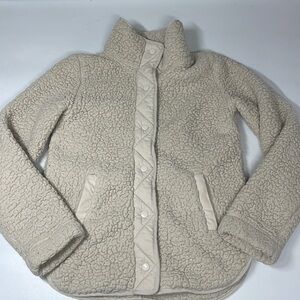 Abercrombie & Fitch Soft A&F Collection Cream Snap Button Sherpa Jacket Size XXS